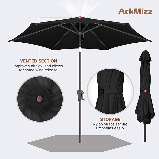 7.5" Outdoor Patio Umbrella - Table Umbrella Waterprool UV Protection, Sombrillas de Patio with Push Button Tilt&Crank, Sun Umbrella for Pool, Porch, Garden, Deck, Backyard(Black)