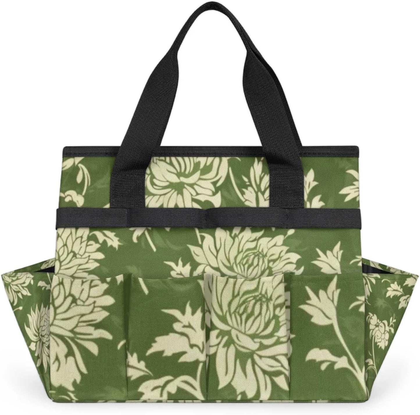 Spring Leaves Gardening Tool Bag,Heavy Duty Garden Tote Bag,Portable Oxford Gardening Storage Basket Organizer Handbag with Pockets Handle,Hand Tools Gifts for Outdoor Garden Lawn Yard