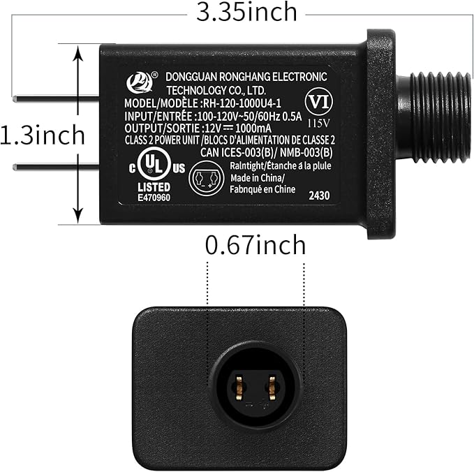 Replacement Yard Inflatable Adapter Power Supply Adaptor - 12V 1.0A 1Pcs - Inflatable Plug Replacement Class 2 Power Supply - for Halloween Yard Blow Up Decorations