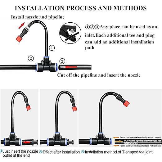 New Quick Connector Drip Irrigation Kits,Automatic Irrigation System with Replaceable 360-degree Bending Dropper,Eight Hole Red Nozzle for Watering System for Garden Plant Lawn Patio.(8-Hole Nozzle)