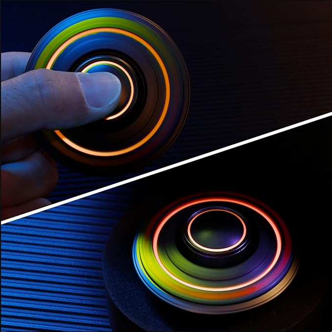 UFO Fidget Spinner Metal Toys for Kids Adults, Finger Hand Spinner, Cool Luminous Stainless Steel Fidgets Spinner, Desk Toy Spinning Top Stress Anxiety Releif Toy Focus Fingertip Gyro