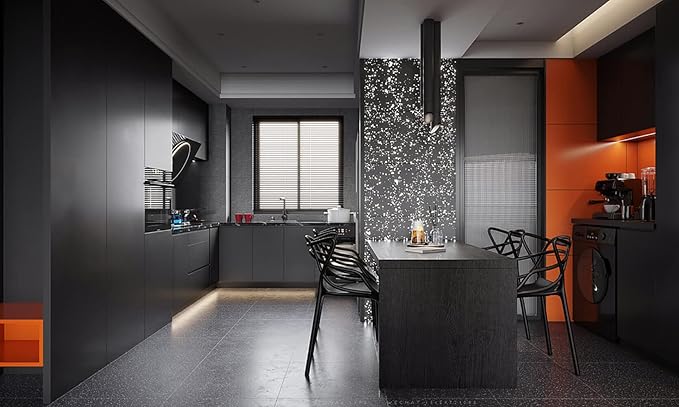 Dimoon 78.7''x23.6'' Black Skin Peel and Stick Wallpaper Contact Paper Modern Self Adhesive Wall Paper Removable Renter Friendly Textured Solid Color Cabinet Vinyl Roll (78.7''x23.6'',Black Skin)