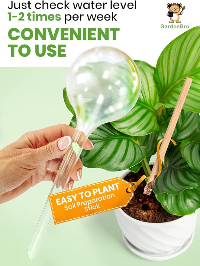 Plant Watering Globes Large Plastic XL Set of 4 - Automatic Plant Waterer Indoor and Outdoor - Self Watering Planter Insert System with Plastic Water Bulbs for Indoor Plants (4 PCS, Large)