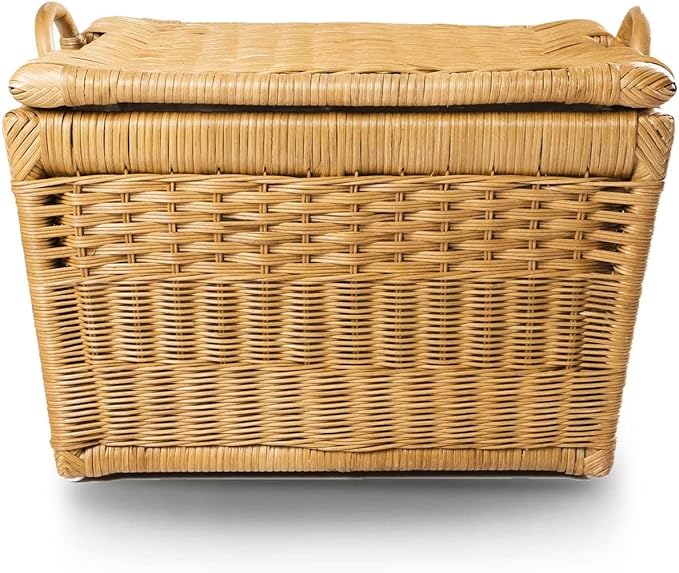 The Basket Lady Lift-Off Lid Wicker Storage Basket, Large, 24.5 in L x 18 in W x 17.5 in H, Sandstone