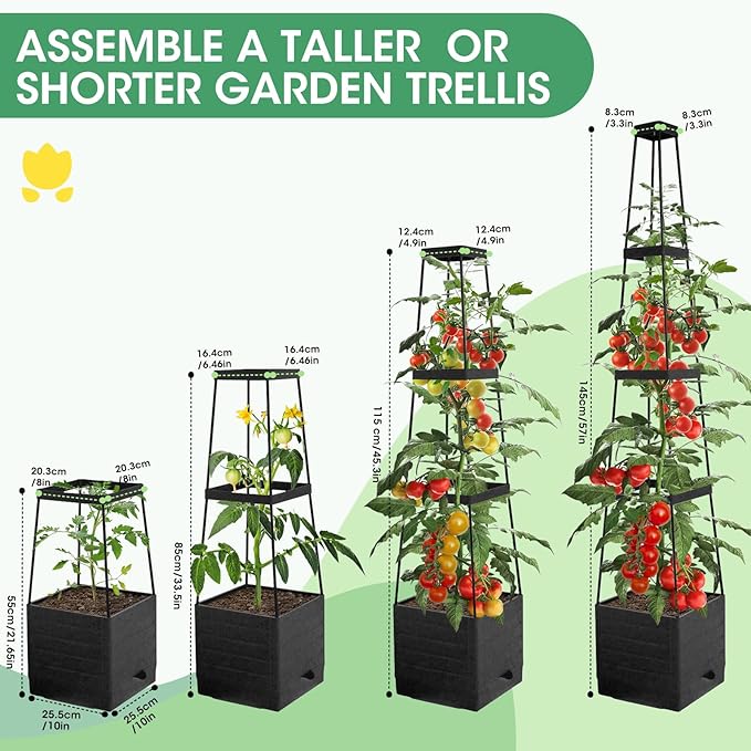 MQFORU 2Pack Tomato Planter Boxes with Trellis, 57" Self-Watering Tomato Planter for Climbing Vegetable and Plants, Raised Tomato Planter Boxes for Indoor Outdoor Patio Greenhouse Gardening