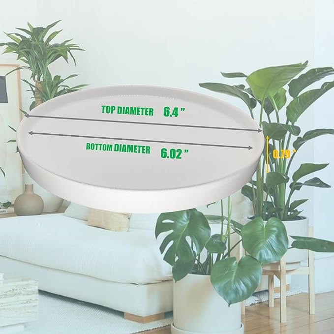 2 Pack Ceramic Plant Saucer Pot Tray 6 Inch, Planter Saucers 4 5 6 7 8 9 10 11 12 13 Inch for Indoors Outdoor, Durable Sturdy Flower Drainage drip Water Tray for Glazed Pots Base (6.4 Inch-White)