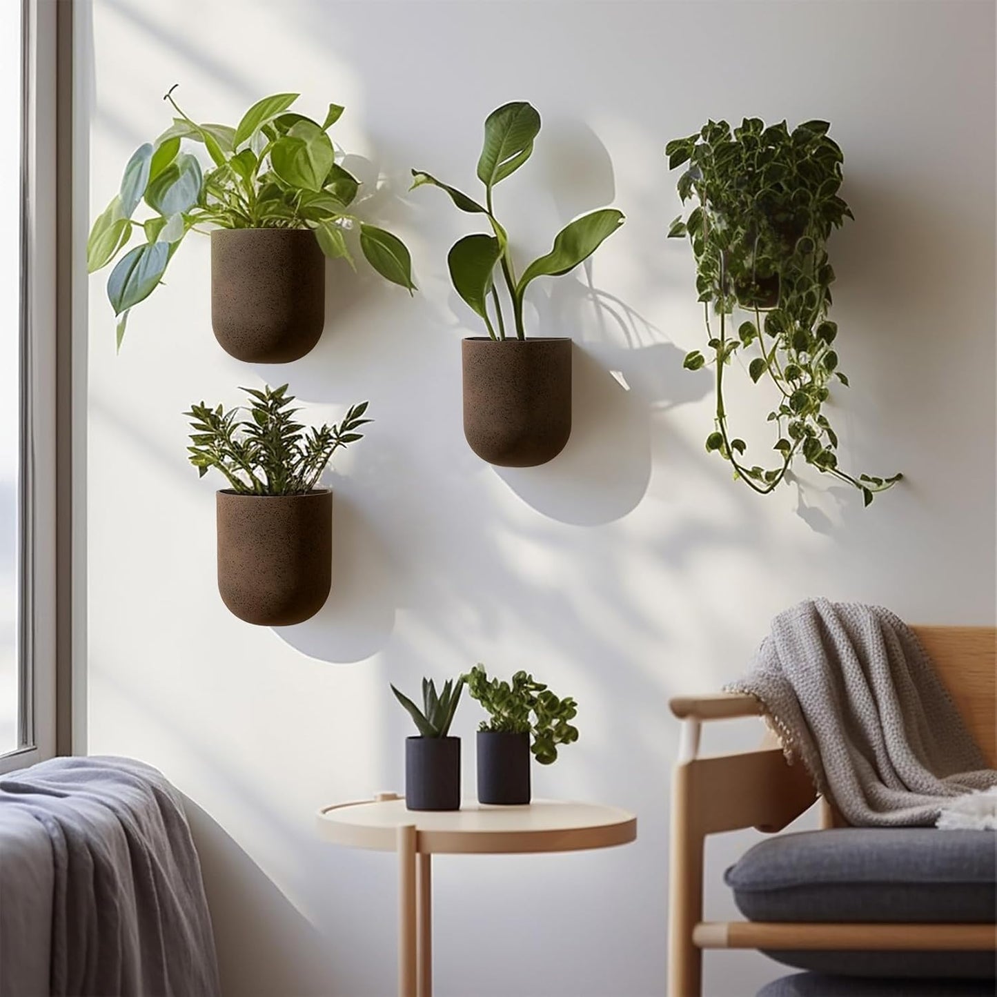 LA JOLIE MUSE Wall Hanging Planters for Indoor Plants, Hanging Flower Pots for Air Plants Succulent, Set of 2, 5.7L*4.1W*7H, Iron Rust