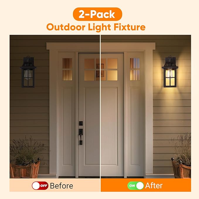 WIHTU Outdoor Wall Lantern, Porch Lights with Glass Shade, Waterproof Wall Sconce Light, ORB Fixtures Exterior Lighting, Aluminum Lanterns, Anti-Rust Front Door Garden