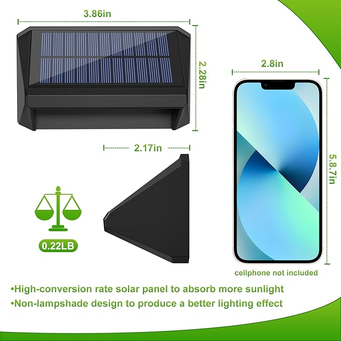 LANSOW Solar Fence Lights 10 Pack, Cool White, Warm White and White, Solar Deck Lights Outdoor Waterproof, Dusk to Dawn Solar Powered Lights Decor for Outside, Step, Yard, Patio, Wall, Stair(Black)