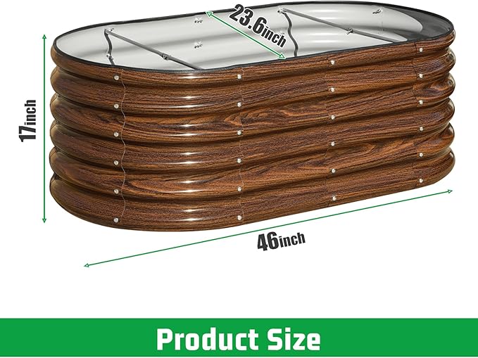SnugNiture 3 Pcs 4x2x1.5ft Raised Garden Bed Outdoor, 17" Tall Galvanized Metal Planter Box, Raised Garden Bed Kit for Planting Vegetables Plants Fruits, Brown