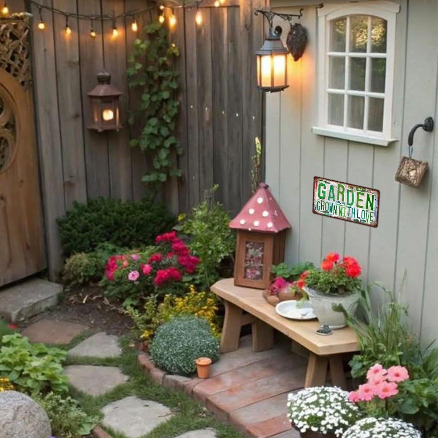 Vintage Garden Metal Tin Sign License Plate Wall Decor for Garden Lover 12 x 6 Inches - fruit herbs veggies