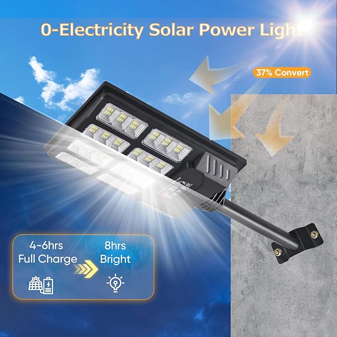 6PACK Solar Lights Outdoor Waterproof, 6500K Dusk to Dawn Solar Street Light Motion Sensor with Remote Control, LED Security Light for Outside Garden Yard Parking Lot, Outdoor Flood Lights