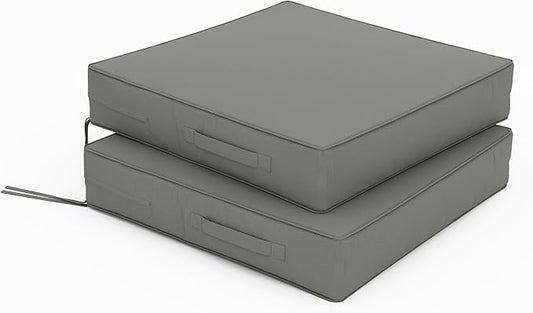 Patio Chair Cushions 22 X 22 X 4 Inch Waterproof Outdoor Seat Cushions for Patio Furniture, Outdoor Sofa Couch Pads with Ties & Handle, Set of 2, Light Grey
