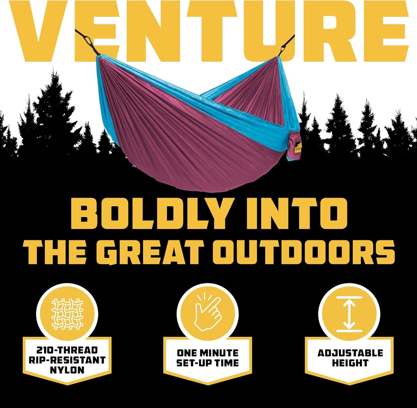 Wise Owl Outfitters Camping Hammock – 500lbs Portable Hammock with Tree Straps - Travel, Backpacking, Hiking, Outdoors Camping Gear - Single or Double