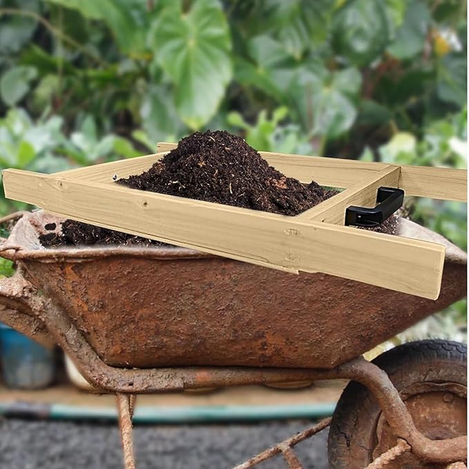 Sifter for Garden, 2Pcs Hand Held Multi-Purpose Stainless Compost Soil Screen Dirt Cedar Stainless Garden Sifter Sieve for Compost, Sand Rocks Dirt and Potting Soil（2/5"+1/4"）