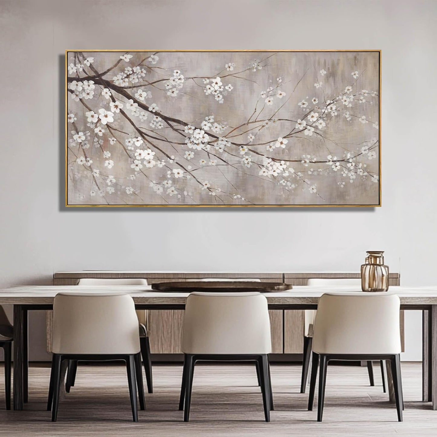 XIANSHOU Plum blossom Wall Decor White Flowers Painting on Canvas Nature Wall Art for Bedroom 24"x 48" Wall Decorations for Living Room Office