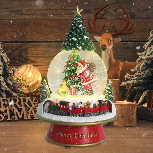 MUMTOP Christmas Snow Globes, Musical Snow Globes for Kids Girls and Boys, Santa Snow Globe Musical with Multi Color Changing LED Lights Christmas Birthday Gift Decor