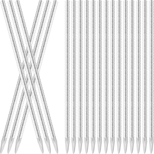 12 Inch Ground Rebar Stakes, 20 Pack Heavy Duty Steel Plant Support Garden Stakes with Chisel Point End, Straight Steel Anchors for Concrete, Garden, Fence, and Tent Support