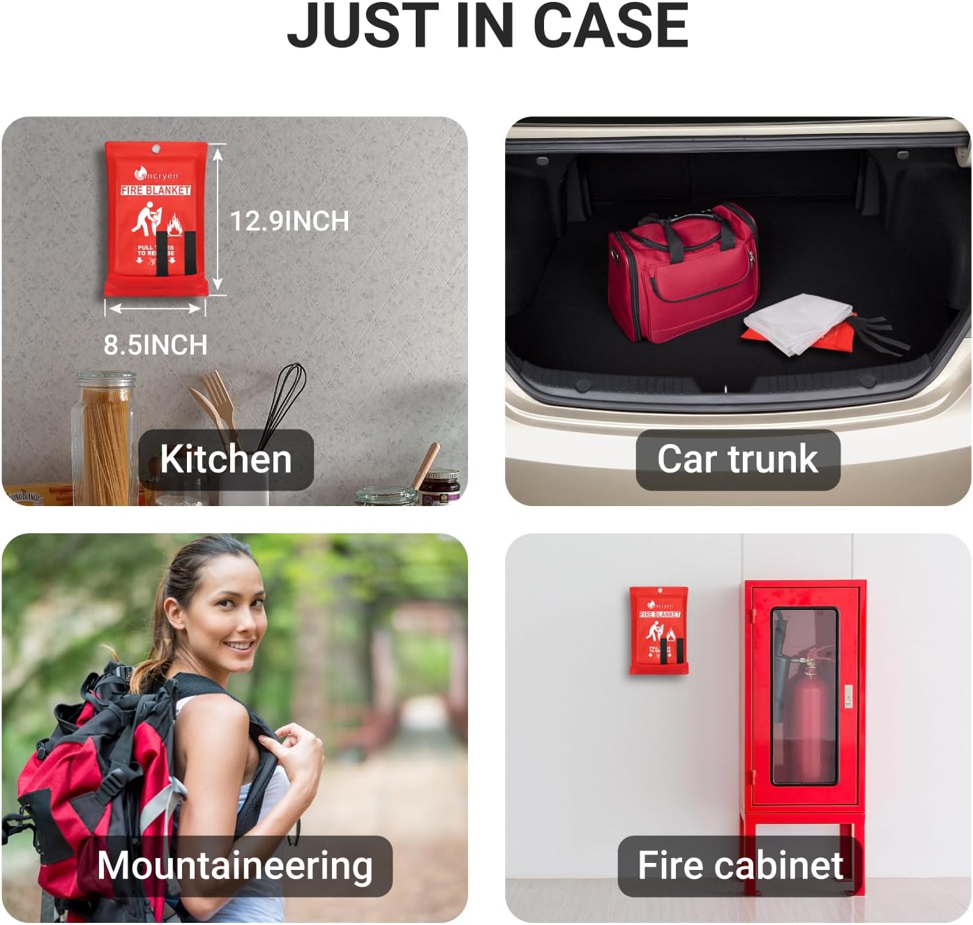 Lancryen 2025 Emergency Fire Blanket, Fire Extinguisher Blanket, Fire Suppression Fabric Flame Retardant Towel Flame Safety Cloth for Home, Kitchen, School, Grill, Car, Office, Warehouse(40” x 40”)