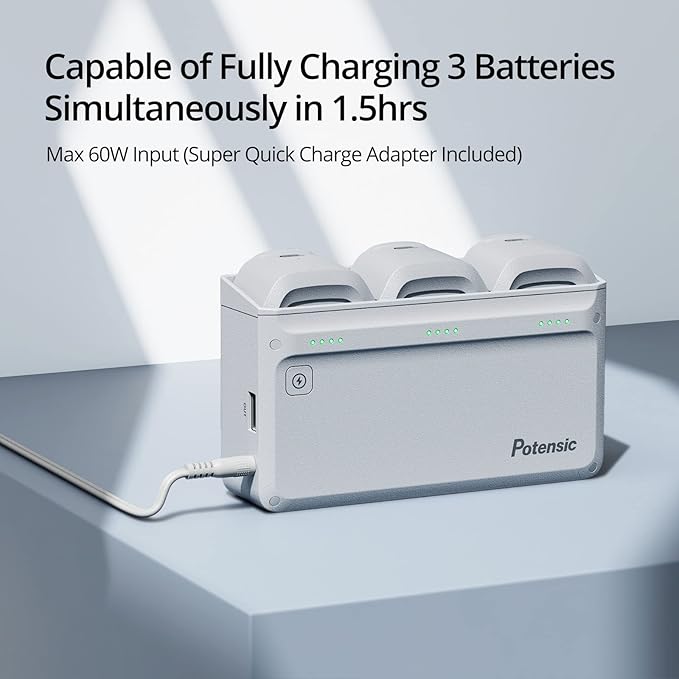 Potensic Parallel Charging Hub and Super Quick Charge Adapter Pack of 1, Battery not Included