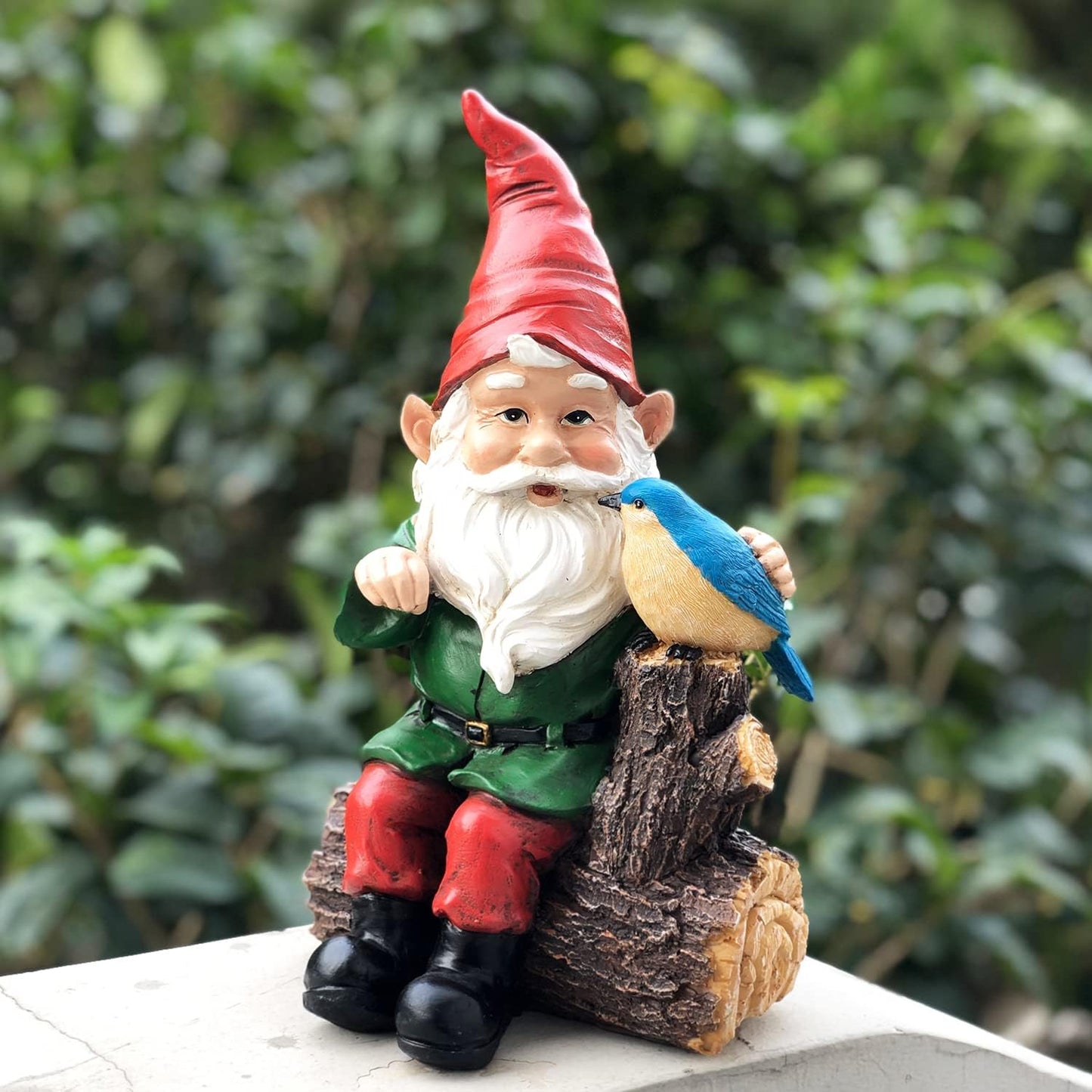 DUSVALLY Garden Gnome Statue, Outdoor Decoration Statues Vivid Statue Statuary Garden Sculptures Yard Décor, Gnome and Bird