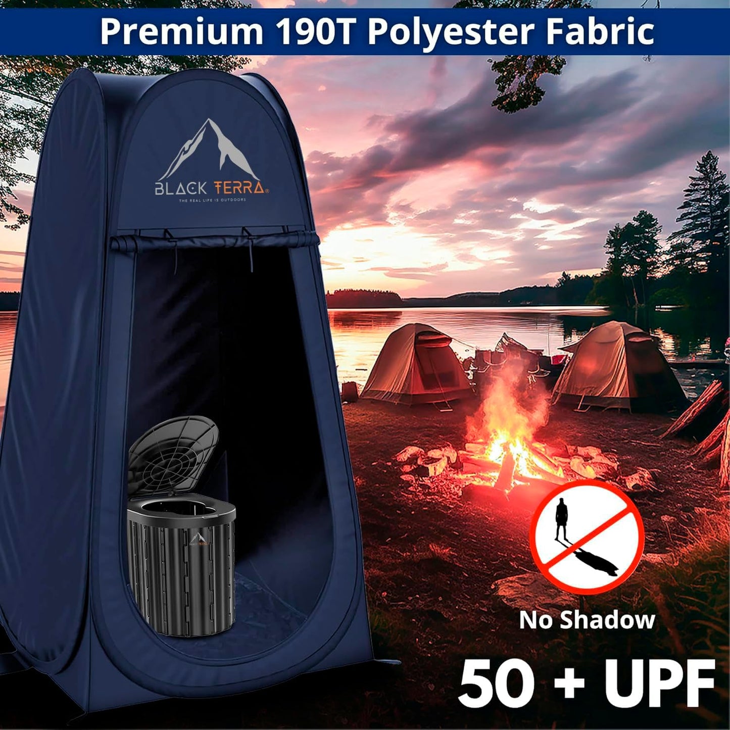 BlackTerra Portable Toilet for Adults - Portable Toilet for Camping Privacy Outdoor Bathroom Tent XL Portable Toilet Set for Adults