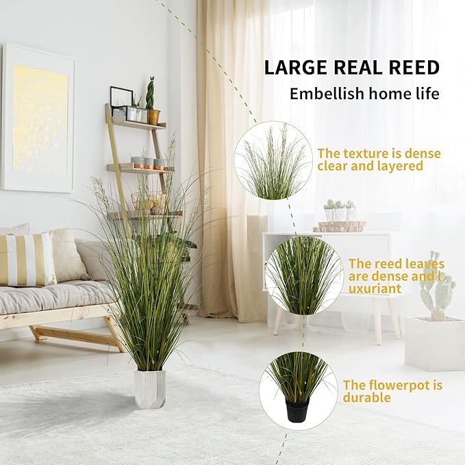 Artificial Plant 5ft Tall Artificial Grass Plant,Faux Plants Indoor Home Decorative Artificial Plants & Flowers in Pot Fake Plant, House Plant Indoor