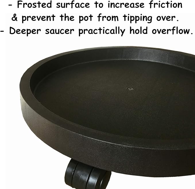 2 Pack of 11 Inch Heavy Duty Plant Caddy with Wheels,Rolling Plant Stand Pot Trolley,Wheeled Planter Saucer Tray,Potted Flower Mover Dolly with Casters Round Coaster for Indoor Outdoor