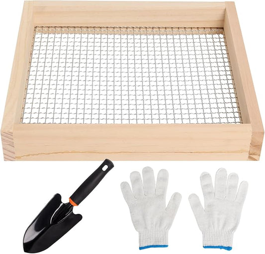 Soil Sifter for Gardening, Light Wood Garden Sifter for Rocks, Multi-Purpose Wood Compost Dirt Sifter for Gardening, Compost, Dirt and Potting Soil