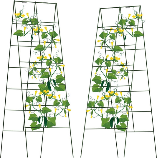 AGTEK 30" x 56" Foldable Cucumber Trellis with Zip Ties Plant Support A Frame Metal Trellis for Climbing Plants, Cucumber, Vegetable