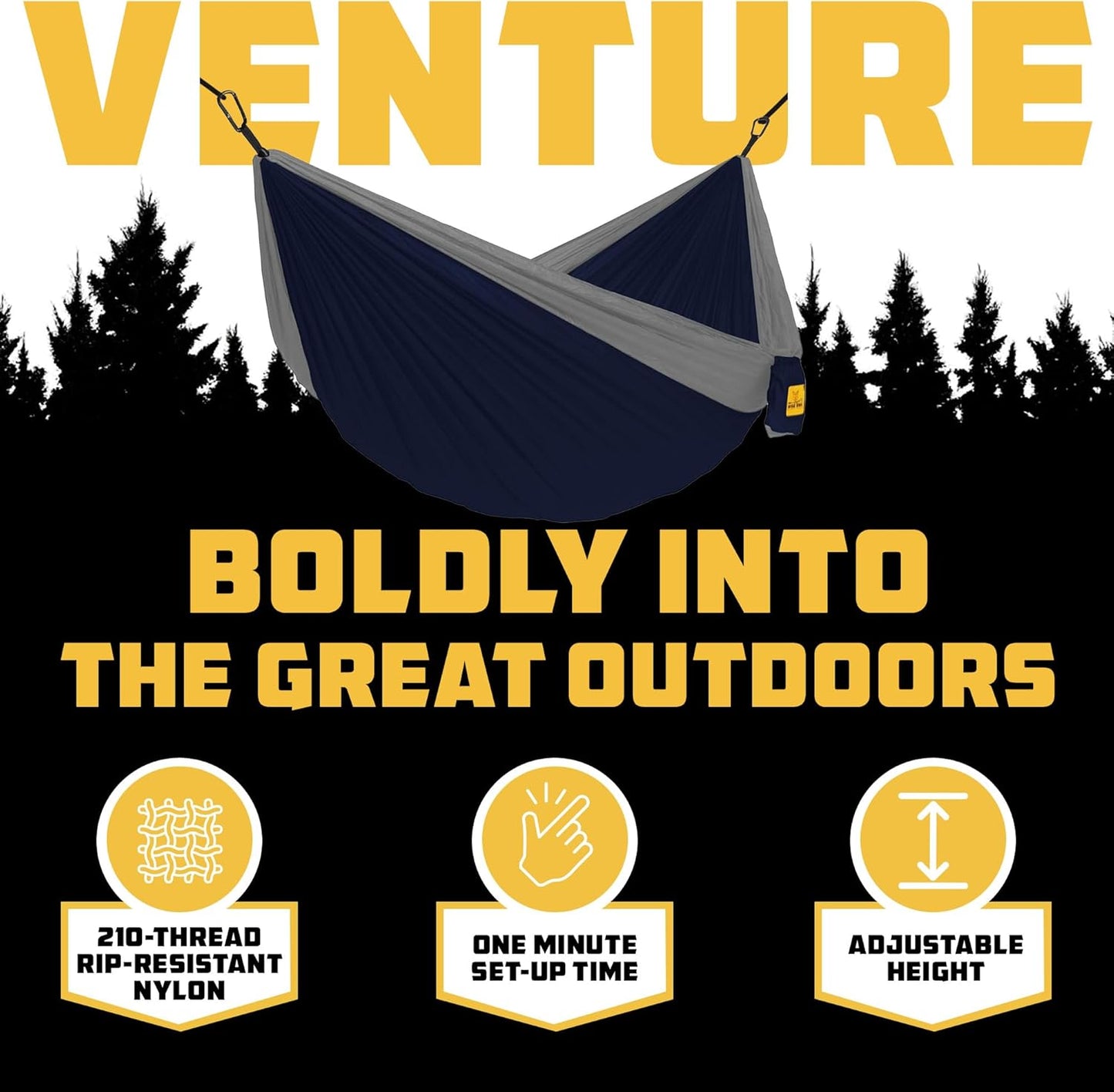 Wise Owl Outfitters Camping Hammock – 500lbs Portable Hammock with Tree Straps - Travel, Backpacking, Hiking, Outdoors Camping Gear - Single or Double