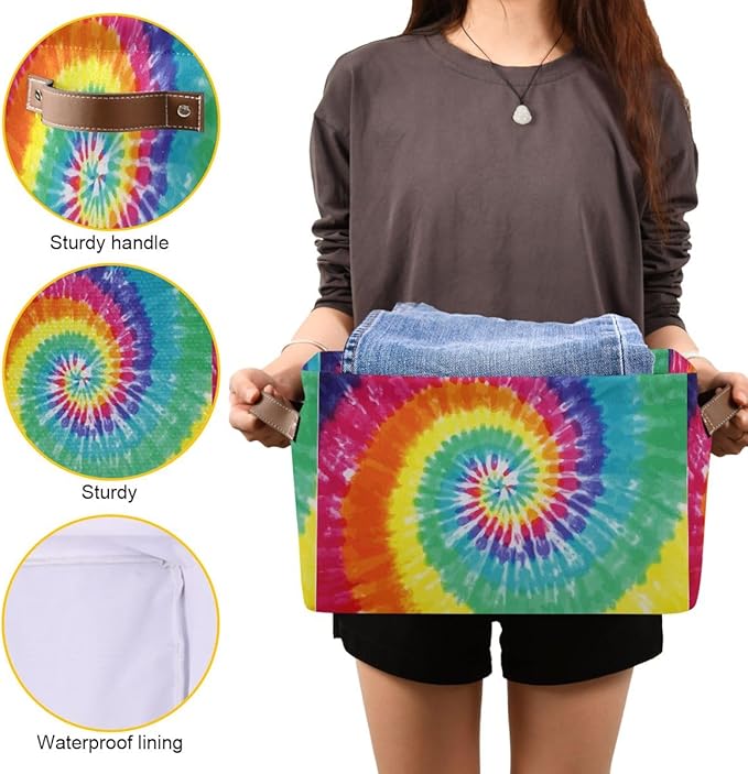 Tie-Dye Rectangular Storage Basket Organizer Bin Shelf Baskets For Clothes Gifts For Home Office Dorm