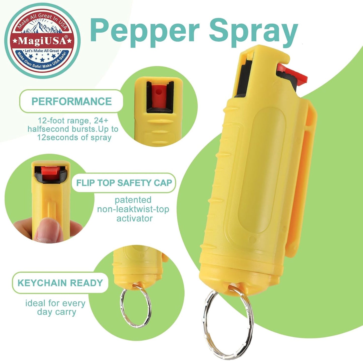Multi Pack MagiUSA OC Pepper Spray Keychain Value Sets for Women Men 6 Pack or 8 Pack Self Defense Gel Kits Quick Release Compact Portable Personal Safety Tools Ideal Gift