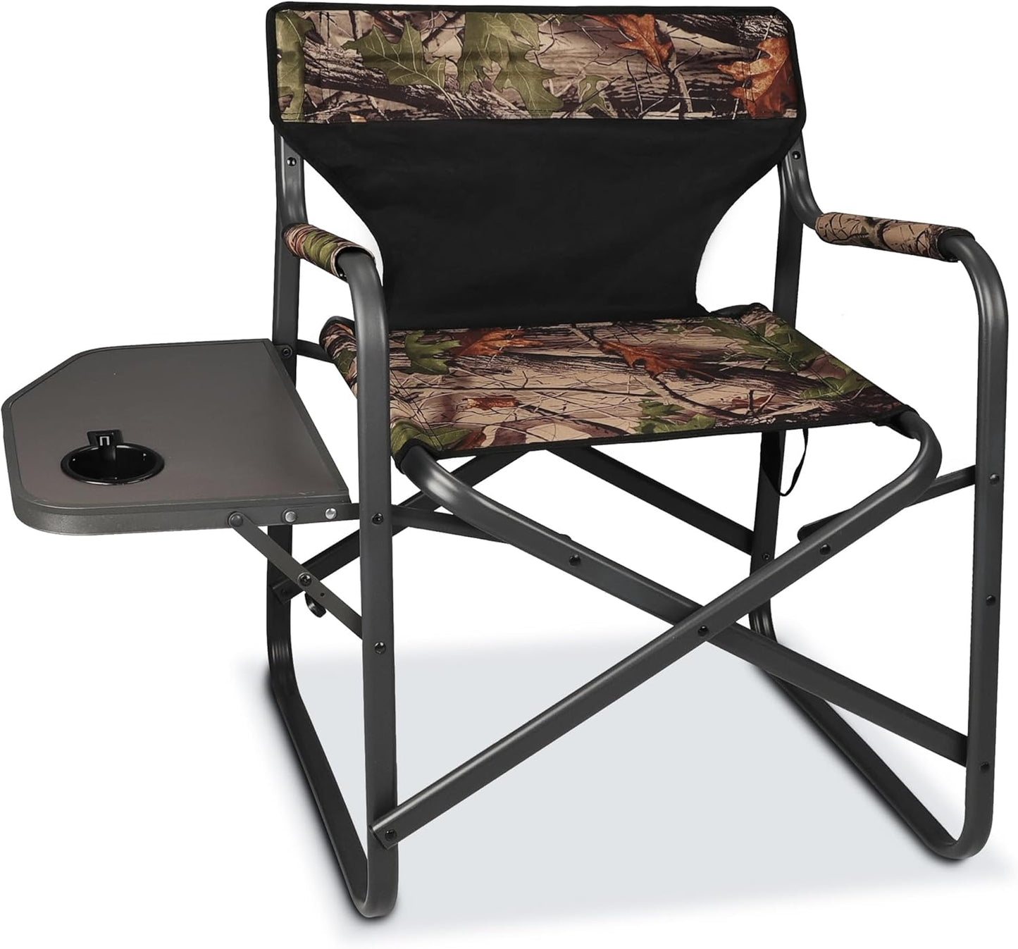 CAMPHILL Directors Camping Chairs-Lightweight Folding Lawn Chairs with Side Table-Outdoor Foldable Camp Chair for Hunting Fishing Travel-Camouflage,Heavy Duty Support 300lbs