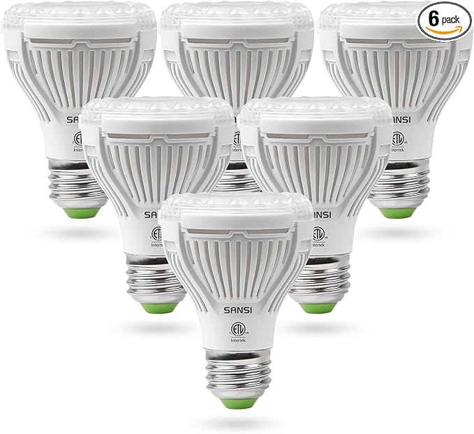 SANSI LED Grow Light Bulb for Seeds and Greens, Full Spectrum 10W Grow Light (150 Watt Equiv) with Optical Lens for Indoor Plant, High PPFD, E26 Base, 6-Pack