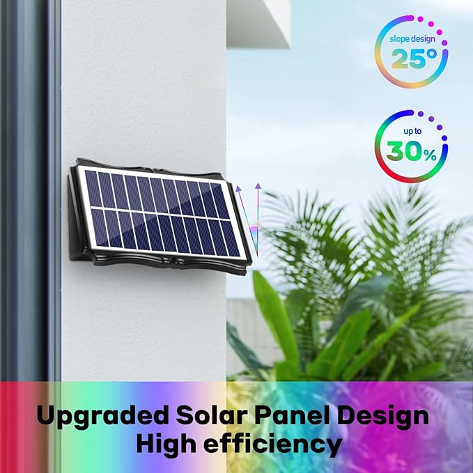 4LED Multi-Color Solar Wall Lights, Up and Down Lighting Solar Outdoor Light Waterproof IP65, Solar Fence Light for Yard Garden Garage Walkway Porch Christmas Decorations (4 Pack)