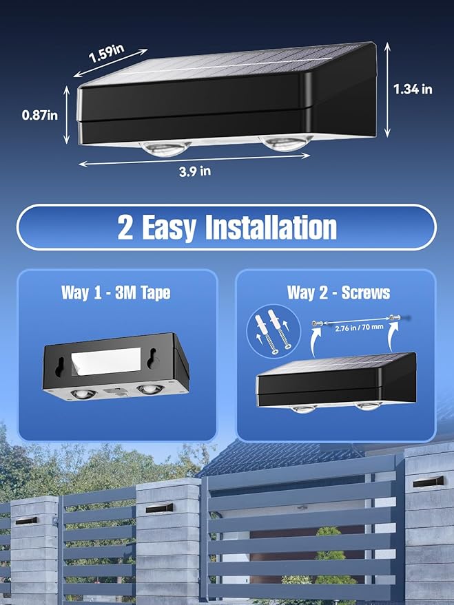 ZSYIQIX Solar Fence Lights 8 Pack, RGB Fence Solar Lights Outdoor Waterproof Led, 12 Modes Color Changing Outside Lightings Decor for Wall Railing Patio Deck Backyard Garden Pool
