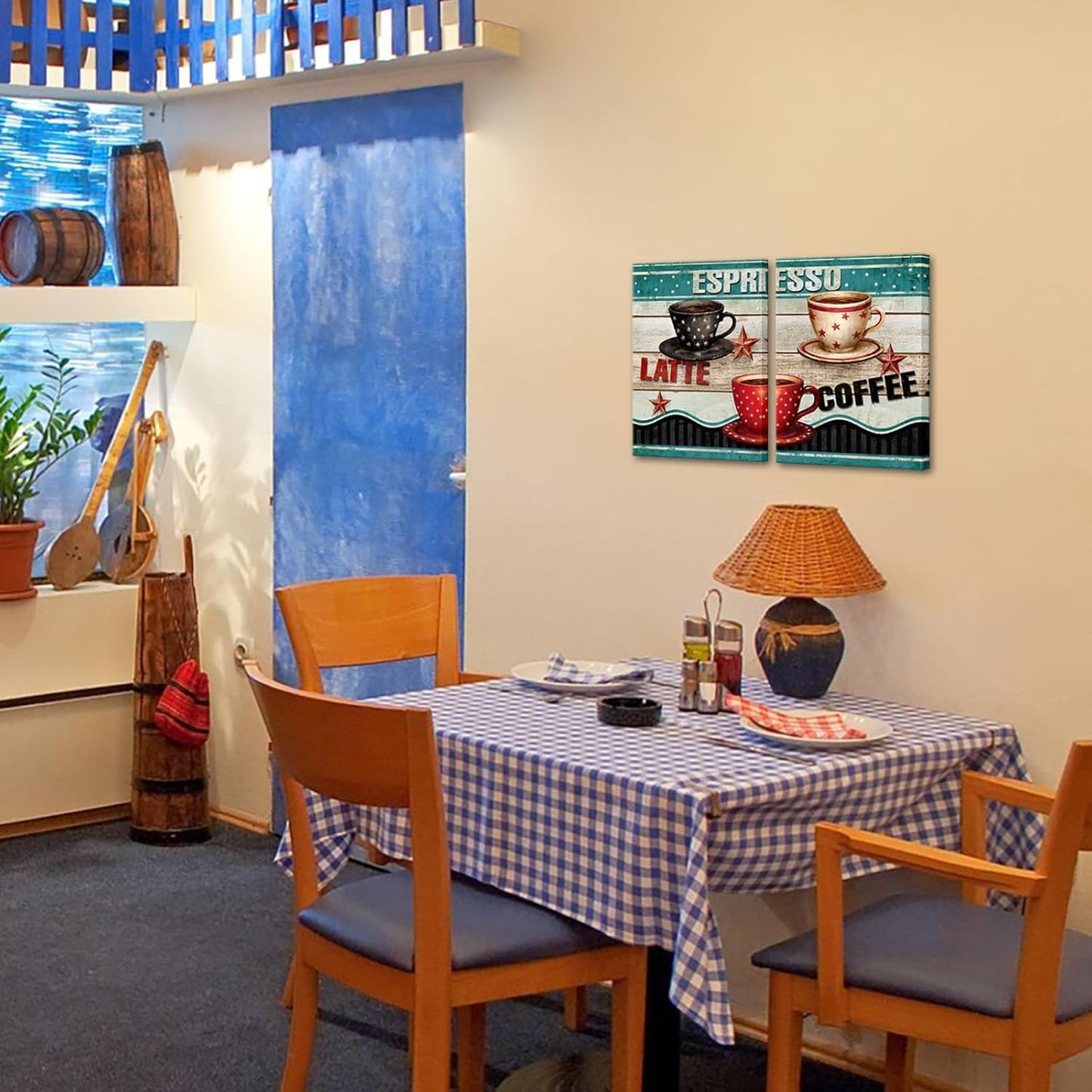 Red and Teal Kitchen Decor 12 x 16 Dining Room 2 Piece Wall Art