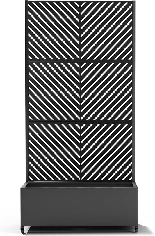 Raised Garden Bed with Trellis and Wheels,73"x35"x16" Metal Raised Garden Bed,Black Parallel Metal Planter with Climbing Trellis for Vines & Vegetables