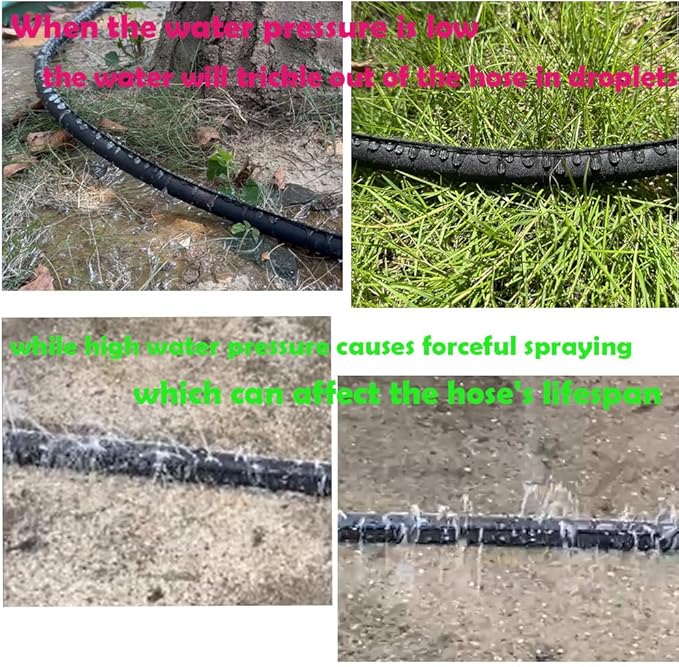 Garden Flat Soaker Hose 30 Ft for Garden Beds, Water Hose Linkable Irrigation System Lightweight and Easy Gardening Yard Work Watering Plants and Flowers
