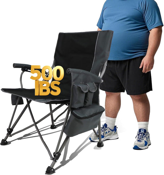 Heated Camping Chairs Adults Folding: Oversized Foldable Outdoor Chair for Outsides with Cup Holder – Heavy Duty Heating Portable Chair Sports Fishing Soccer Lawn Camping Furniture (Grey, Oversized)
