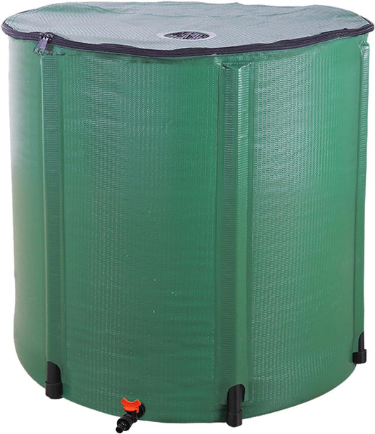 Collapsible Rain Barrel, 200 Gallon Portable Rainwater Collection System, Rain Catcher Barrel, Water Storage Tank with Spigots and Overflow Kit, Rain Water Barrel Collector for Garden, Green