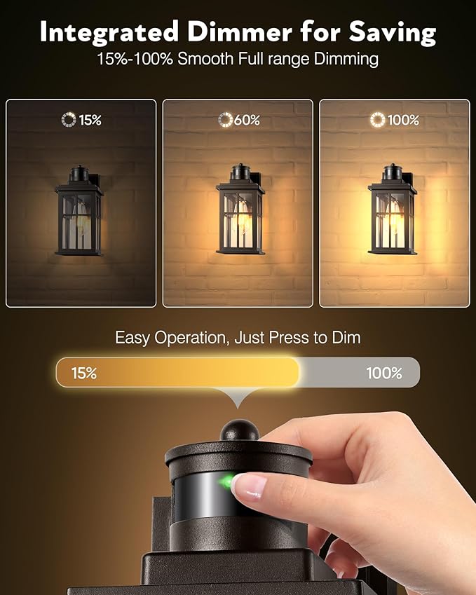 Motion Sensor Exterior Light Fixture, Bronze Dusk to Dawn Outdoor Wall Lights, Waterproof Exterior Lights for House, Porch, Doorway, Garage, 100% Aluminum