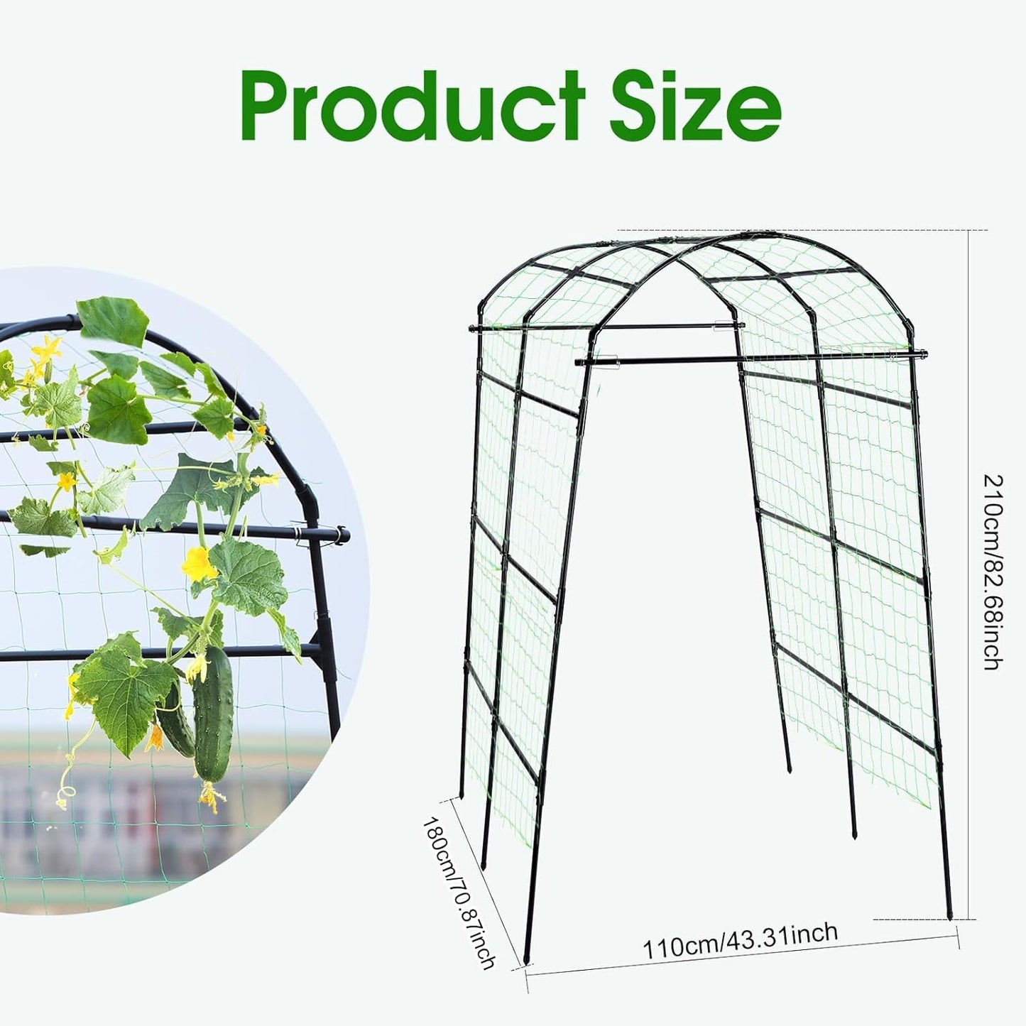 Lalahoni Garden Arch Trellis for Climbing Plants Outdoor, 7.8 Feet Tall Metal Large Archway Arbor Trellis Vine Plant Vegetables Squash Pumpkin Peas Beans Cucumber for Garden Raised Bed, Black
