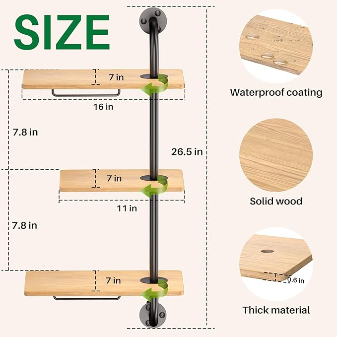 YUOROS Window Plant Shelves, 3-Tier Rotating Plant Shelf Stand, Indoor Metal Wall Plant Holder