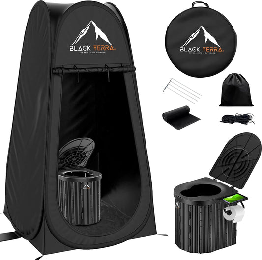 BlackTerra Portable Toilet for Adults - Portable Toilet for Camping Privacy Outdoor Bathroom Tent XL Portable Toilet Set for Adults