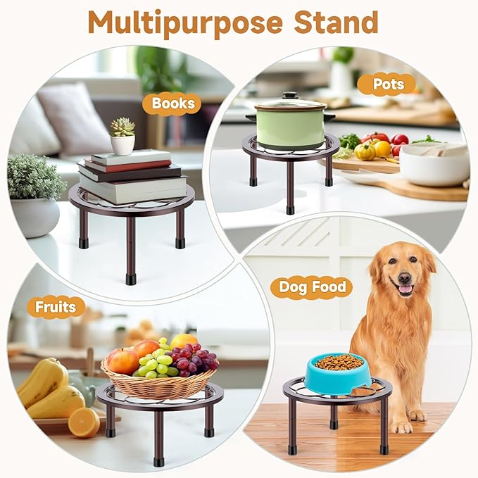 5 Pack Metal Plant Stand, Anti-Rust Iron Plant Stands for Indoor and Outdoor, Heavy Duty Flower Pot Stands for Multiple Plant, Black Potted Plant Holder for Garden Home (5 Pack Brown)