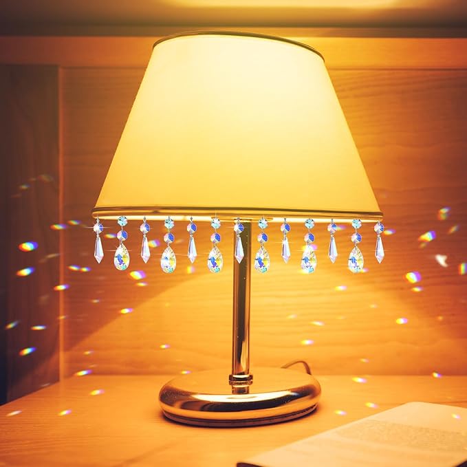 24 Pcs 24 Pcs Chandelier Crystal Replacement 38 mm Teardrop & Icicle Crystal Prisms Hanging Gems Parts for Lamps and Chandeliers Suncatcher Christmas Tree Windows Home Decor (Colorful)