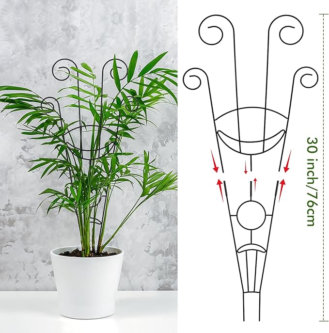 ZOUTOG Trellis for Climbing Plants Indoor 30 Inch, Houseplant Trellis for Potted Plants Metal 4Pcs for Vine Ivy Flower Support,Moon Shape,Black
