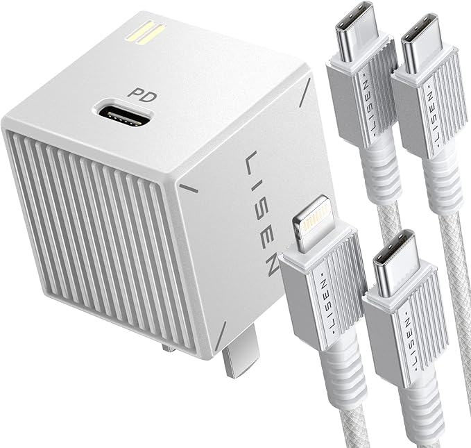 USB C Wall Charger Block, 30W GaN PD Fast Charger, USB-C Charger Adapter with USB C to Lighting for iPhone 14/13/12 Pro Max and USB C to USB C Cable for iPad Pro